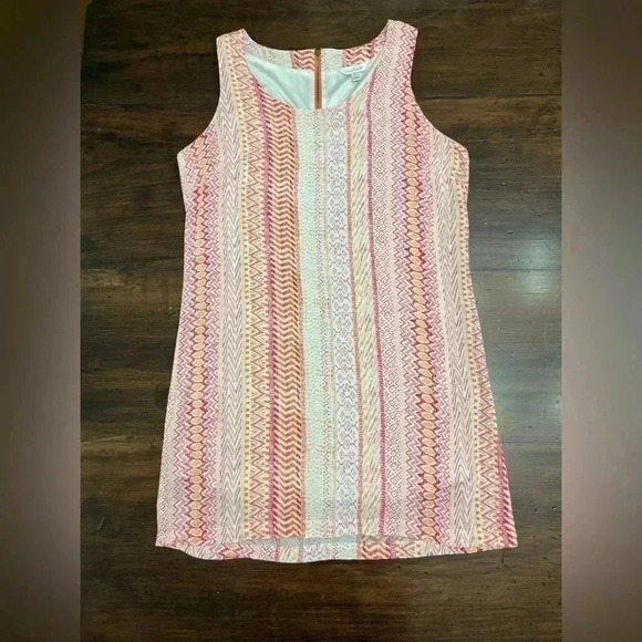 2/$12 Charming Charlie’s Sun Dress Size Large Pink Orange Mini Summer Beach - Picture 8 of 10